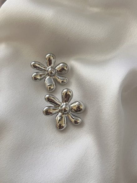 Silver flower earrings