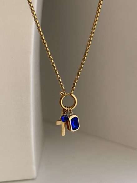 Blue cross necklace
