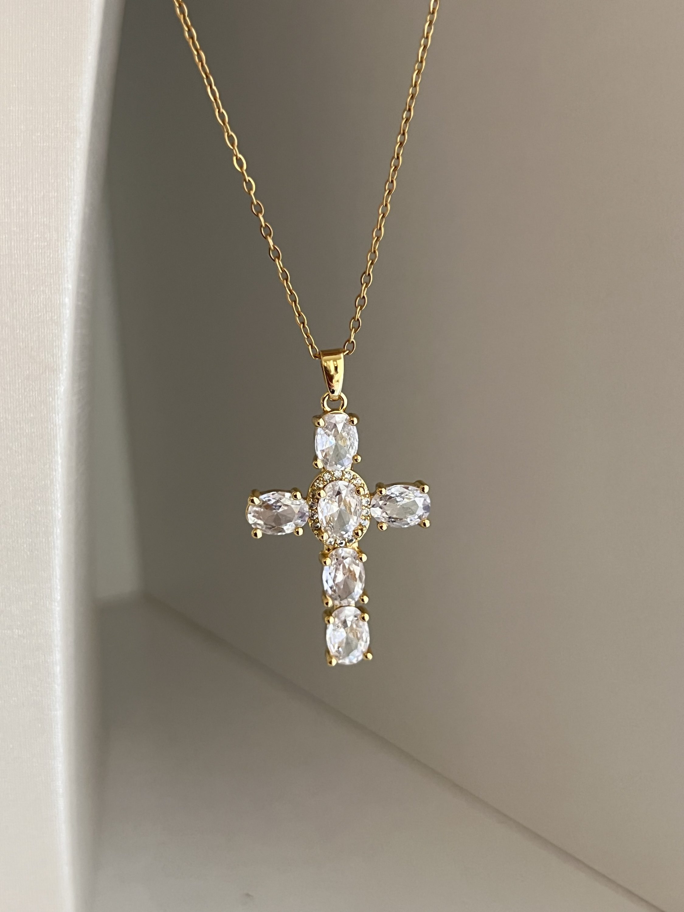 Lily cross necklace